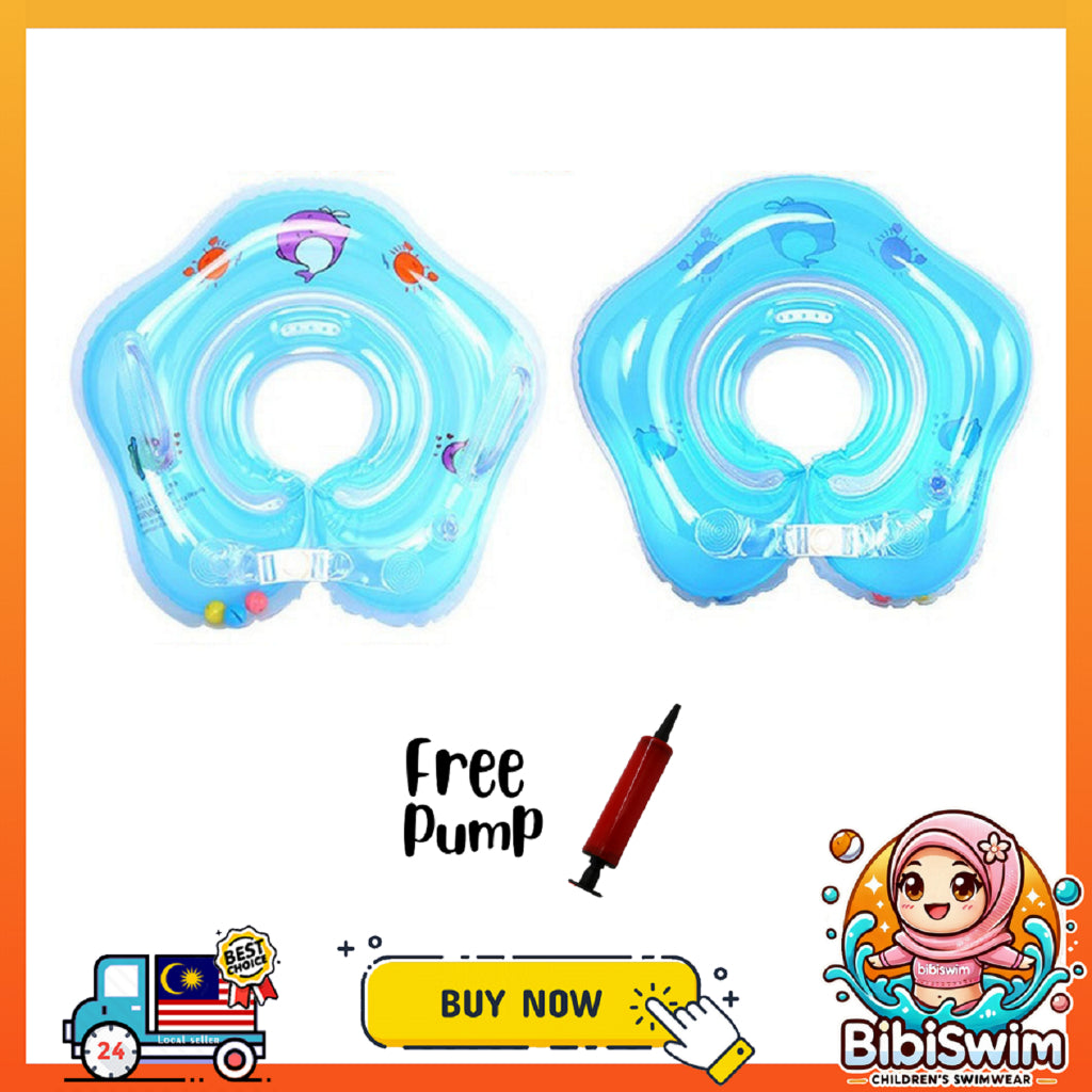 BIBISWIM Inflatable Baby Neck Float | Newborn Infant Swimming Safety Ring