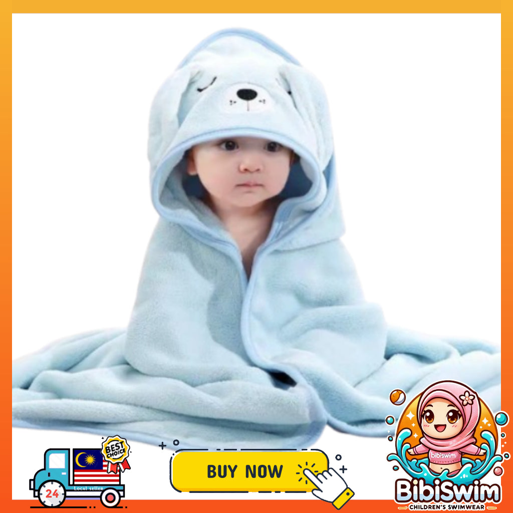 BIBISWIM Kids Hooded Towel | Baby Bath & Shower Towel Blanket