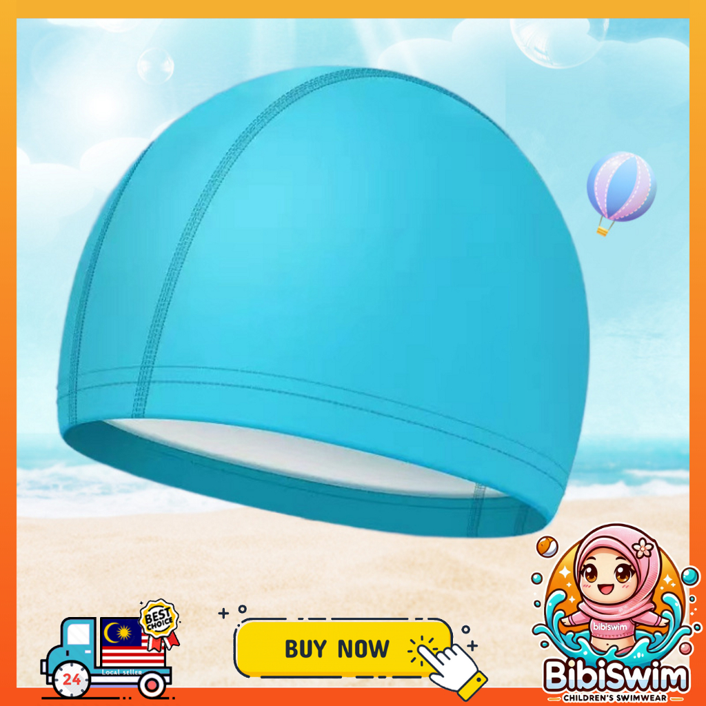 BIBISWIM Adult Swimming Cap Swim Cap Swimming Hat PU Waterproof Elasticity Topi Renang Dewasa 泳帽