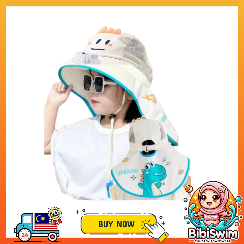 BIBISWIM Wide Brim Children Sun Hat Kids Bucket Hat Fan