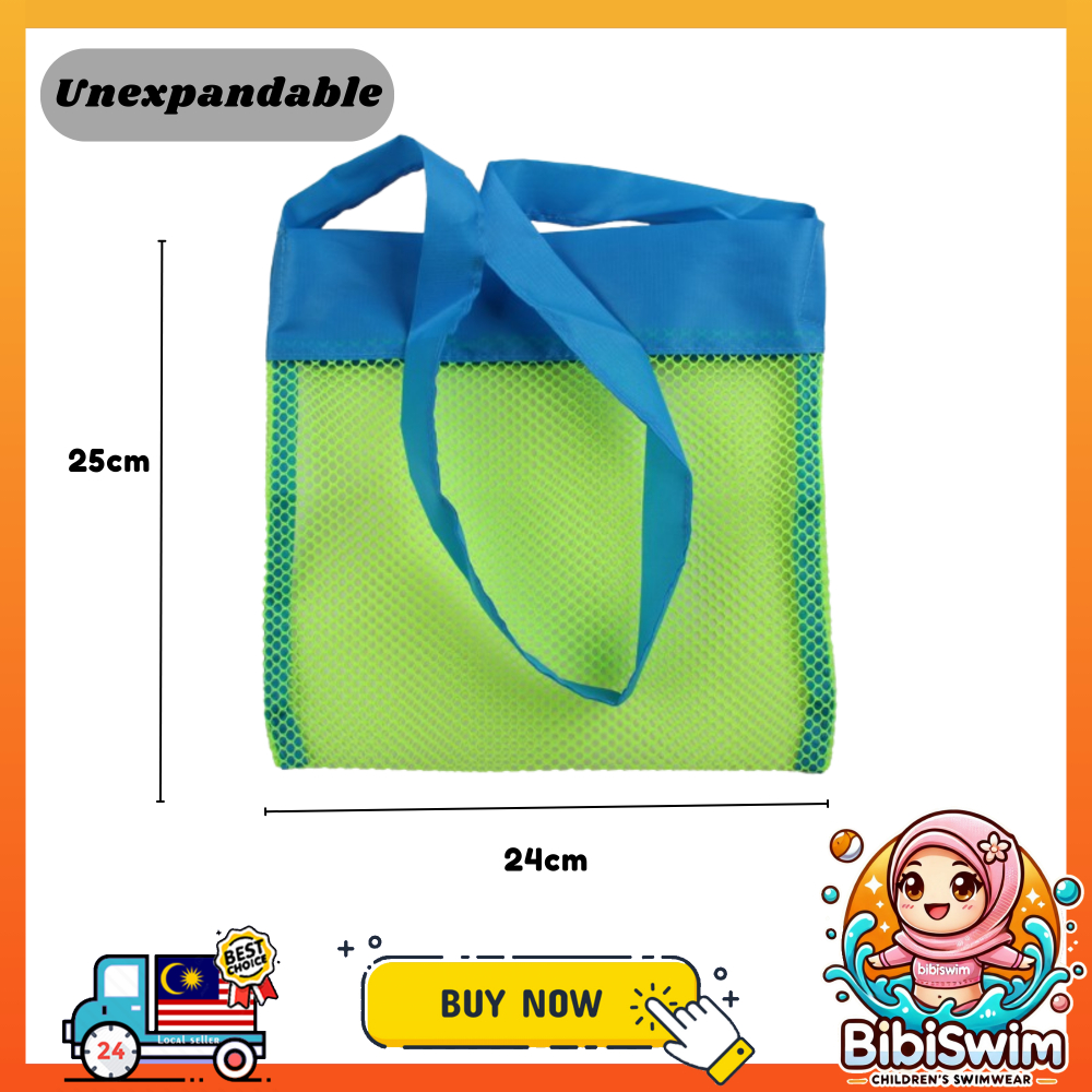 BIBISWIM Beach Bag Mesh Net Toy Bag Picnic Storage Bucket Shell Holding Children Organizer Beg