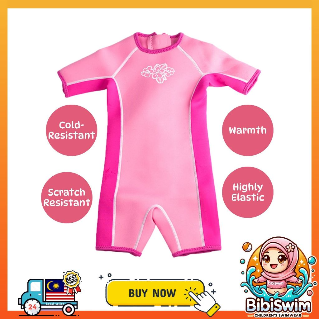 BIBISWIM Baby Neoprene Thermal Swim Wear Swimwear Wetsuit Kids Keep Warm Prevent Cold Swimming Suits