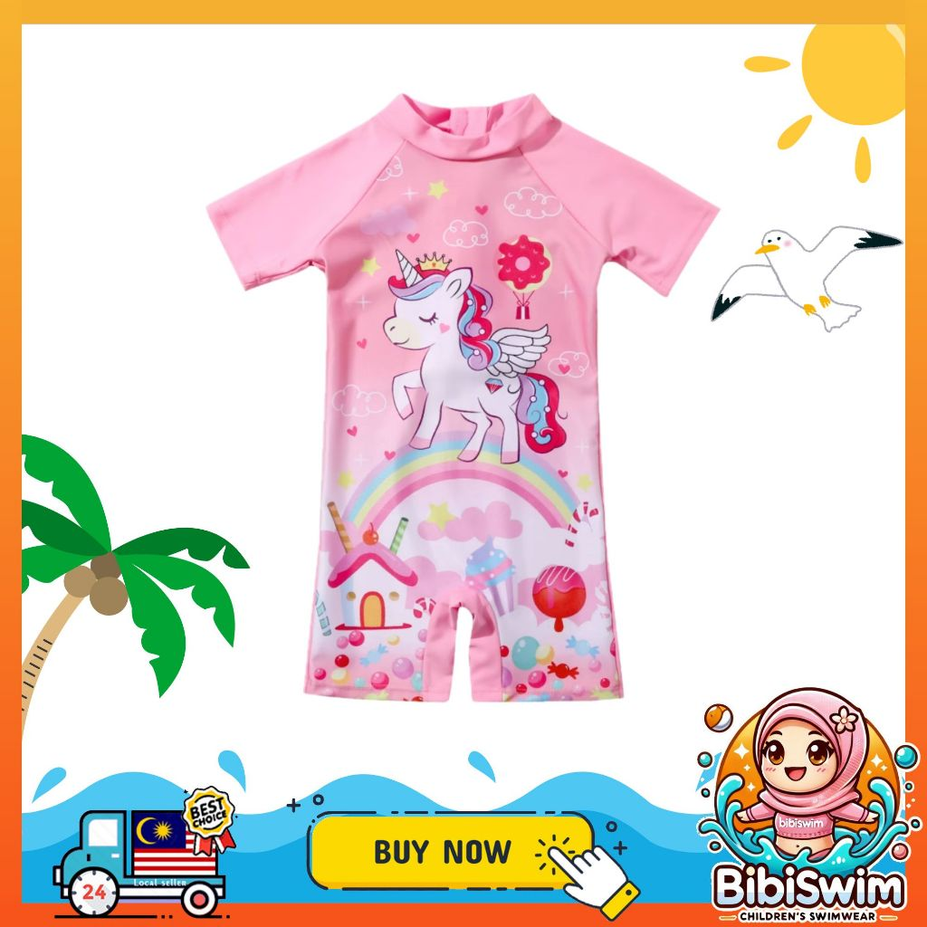 BIBISWIM Swimwear Baby Boy Girl 0-3 Years Old Kids Infant Short Sleeve Swimming Suit Swimsuit Baby