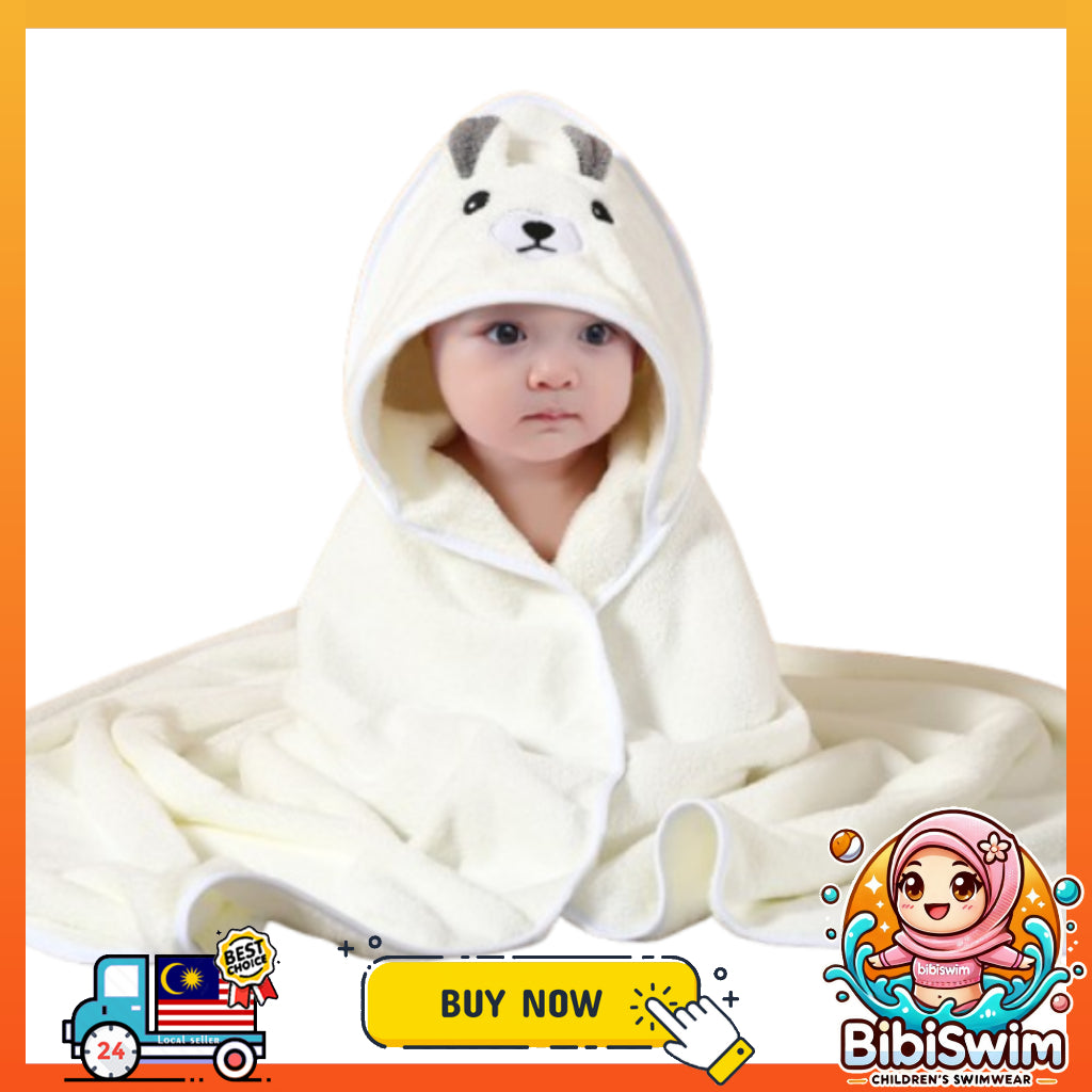 BIBISWIM Coral Fleece Baby Hooded Towel