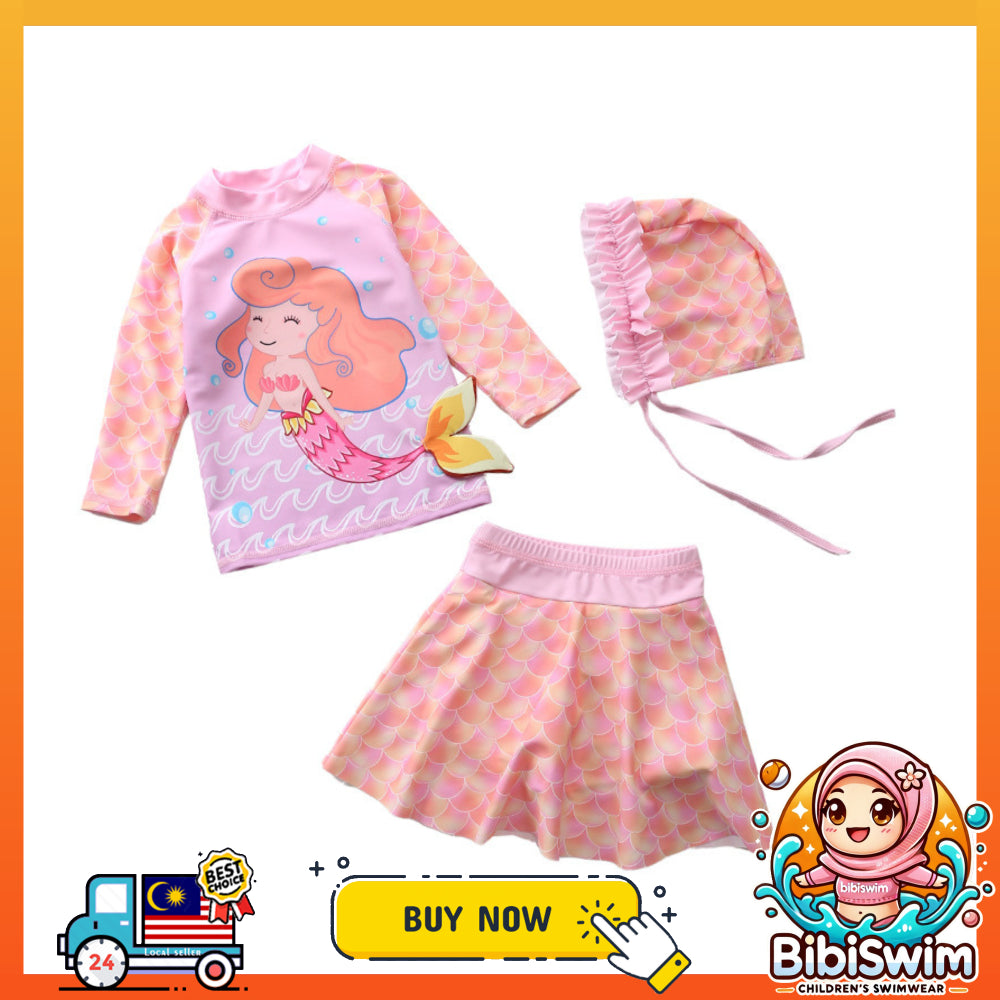 BIBISWIM Mermaid Swim Set with Hat
