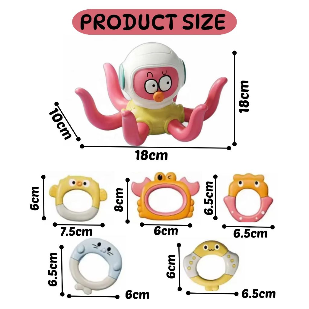 BIBISWIM Octopus Ring Toss Bath Toy