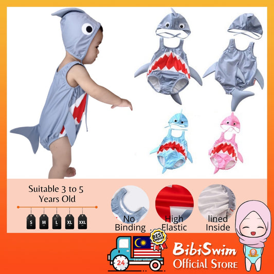 BIBISWIM Shark Swim Cap Set