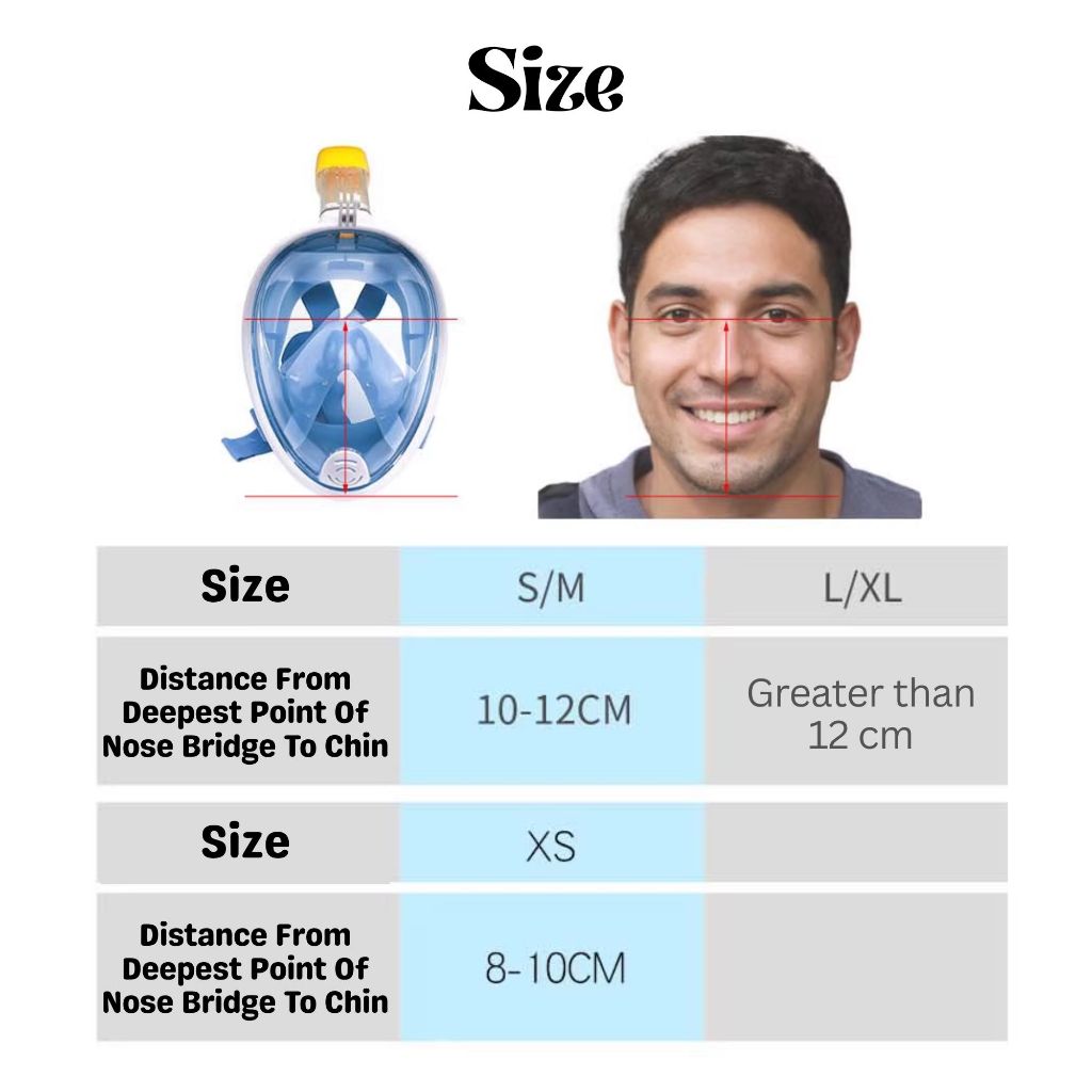 BIBISWIM Full Face Snorkel Mask | Adult & Kids Diving Swimming Mask