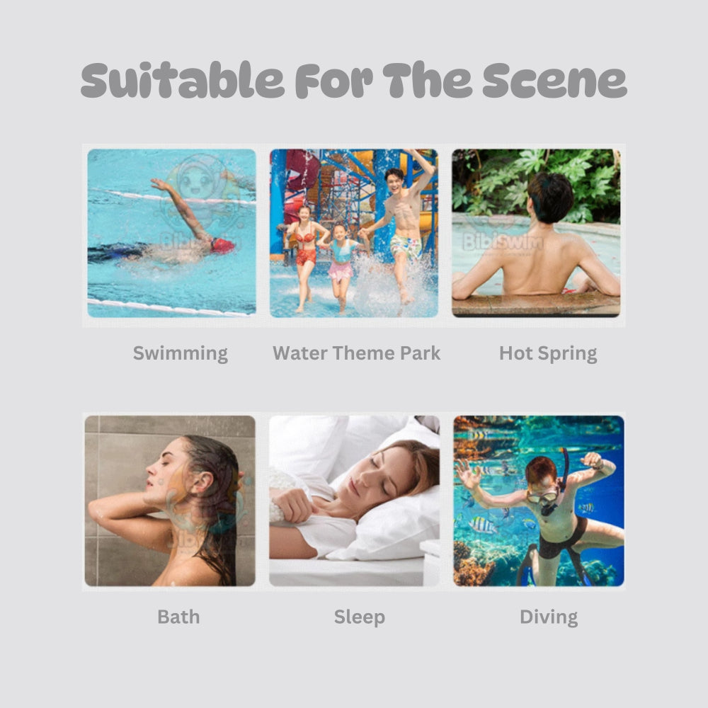 BIBISWIM Silicone Ear Plugs & Nose Clip for Swimming, Diving & Surfing