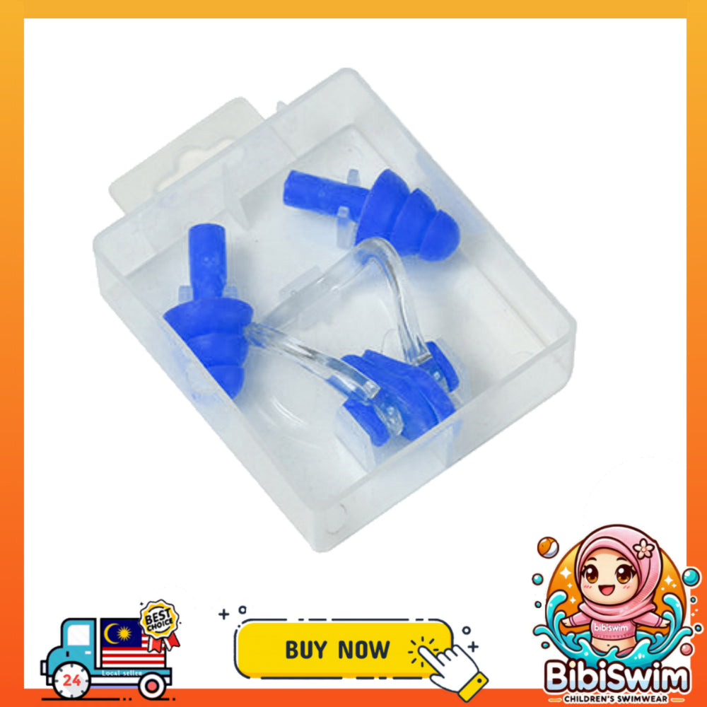 BIBISWIM Silicone Ear Plugs & Nose Clip for Swimming, Diving & Surfing
