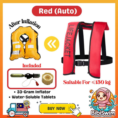 BIBISWIM Inflatable Life Jacket for Adults | Swimming, Fishing & Water Sports