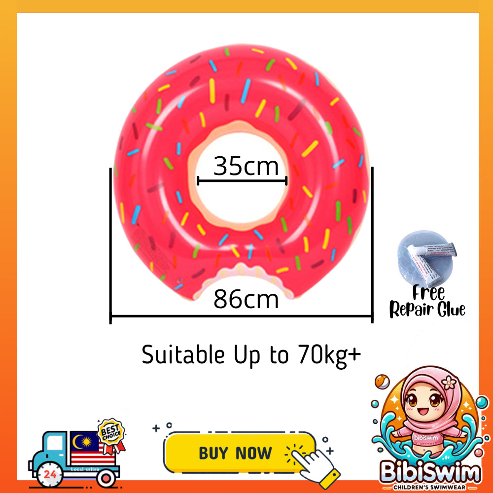 BIBISWIM Donut Swim Ring | Inflatable Pool Float for Kids & Adults