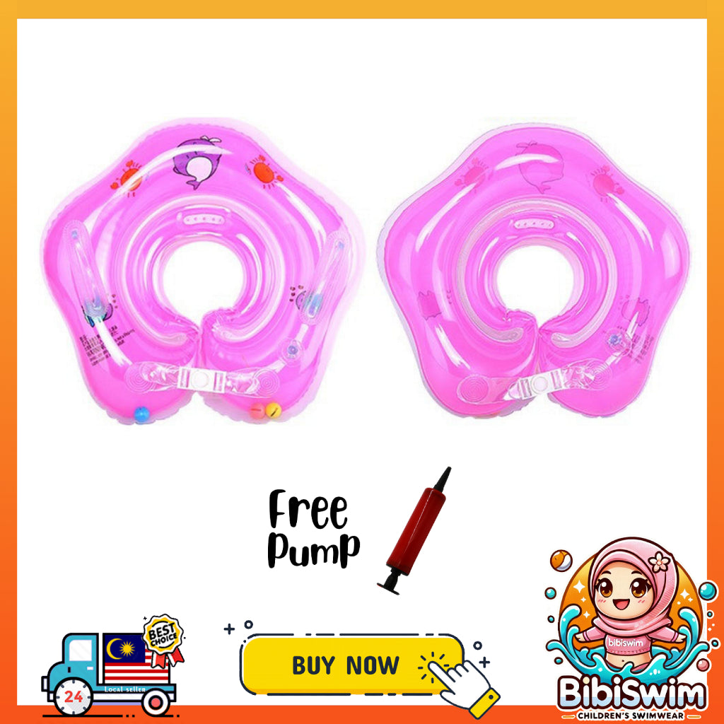 BIBISWIM Inflatable Baby Neck Float | Newborn Infant Swimming Safety Ring