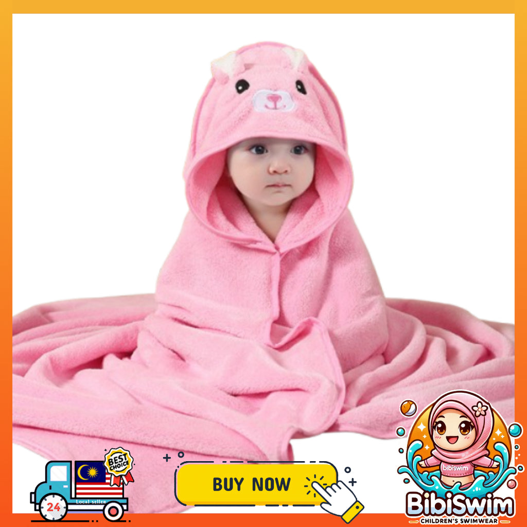 BIBISWIM Kids Hooded Towel | Baby Bath & Shower Towel Blanket