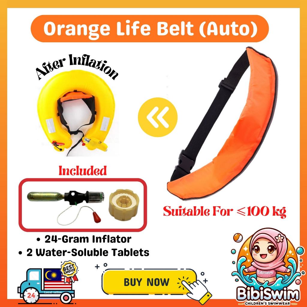 BIBISWIM Automatic Inflatable Life Jacket Belt for Adults | Swimming & Boating