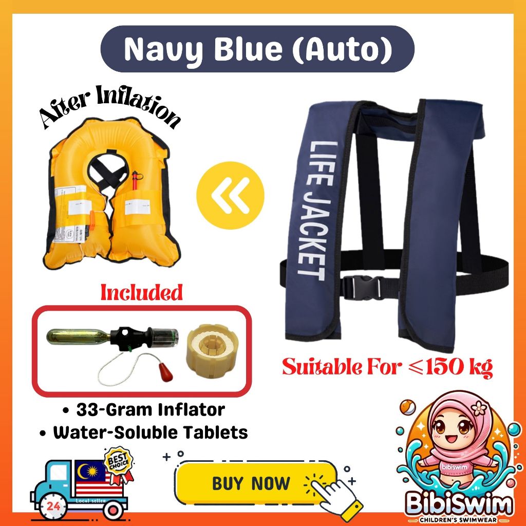 BIBISWIM Inflatable Life Jacket for Adults | Swimming, Fishing & Water Sports