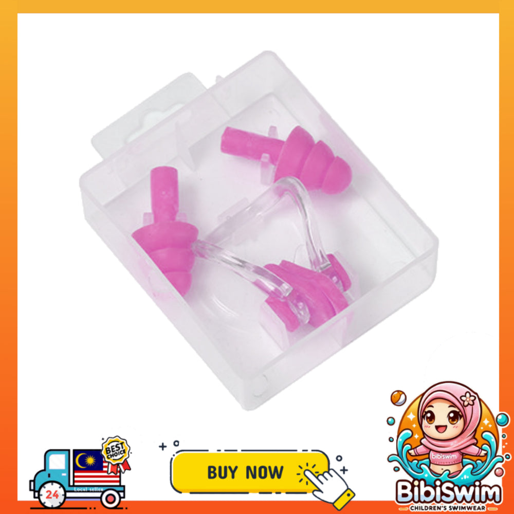 BIBISWIM Silicone Ear Plugs & Nose Clip for Swimming, Diving & Surfing