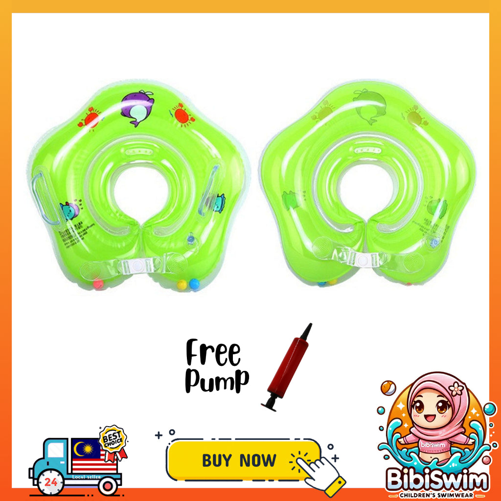BIBISWIM Inflatable Baby Neck Float | Newborn Infant Swimming Safety Ring