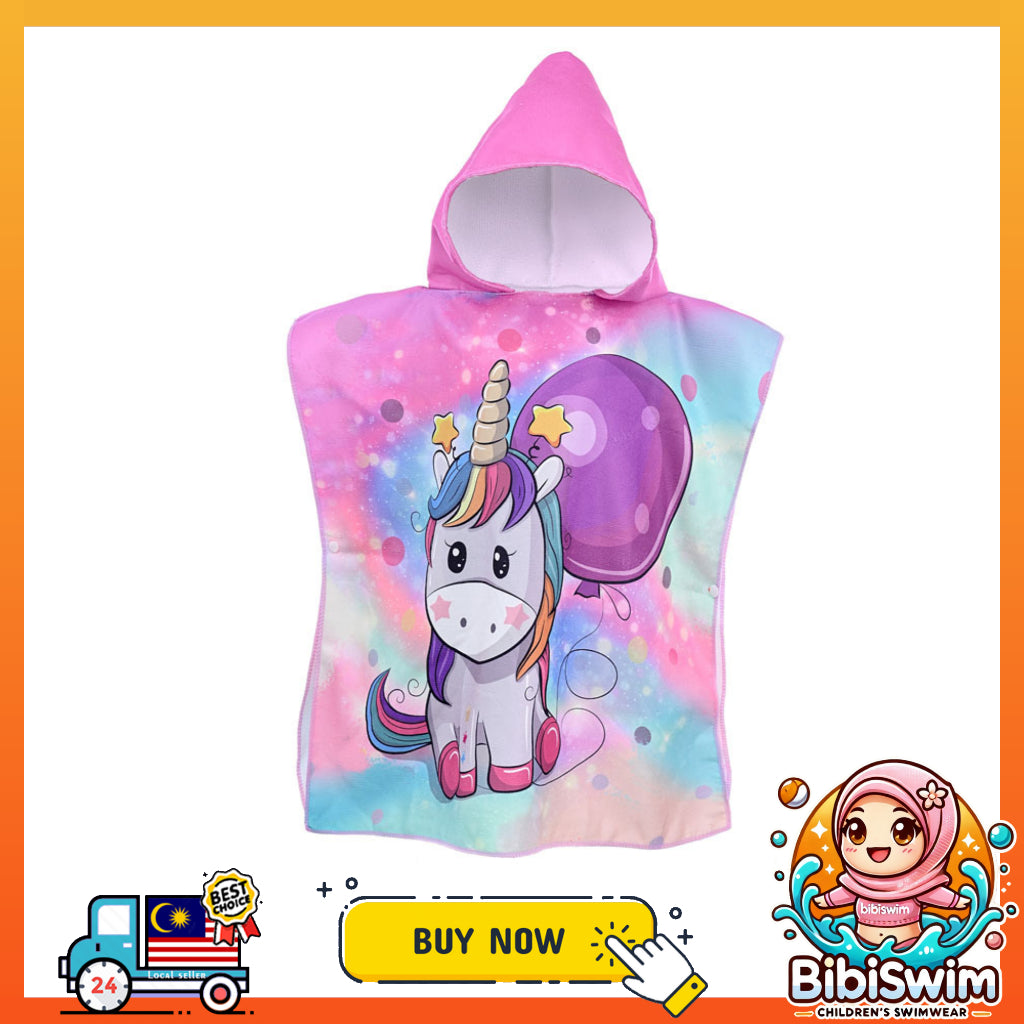 BIBISWIM Kids Hooded Bath Towel | Baby Bathrobe & Beach Towel