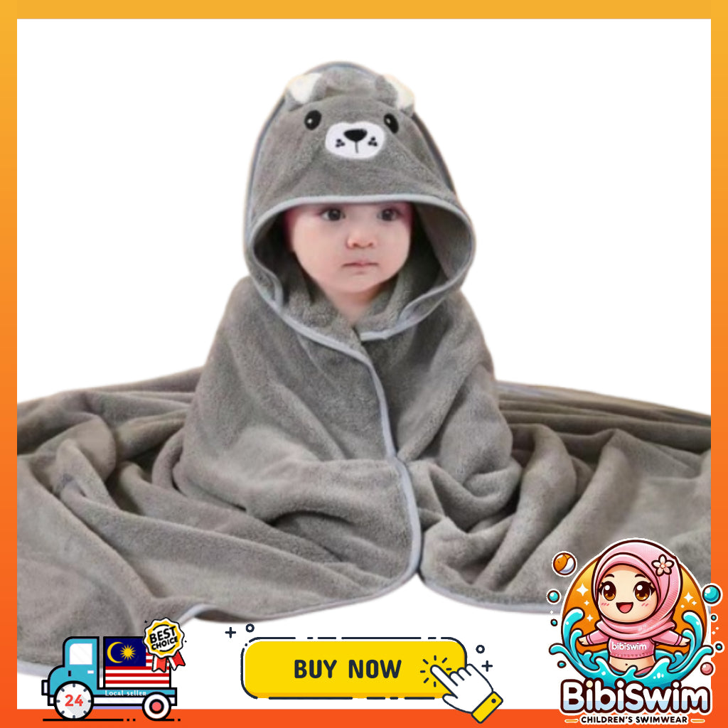 BIBISWIM Kids Hooded Towel | Baby Bath & Shower Towel Blanket