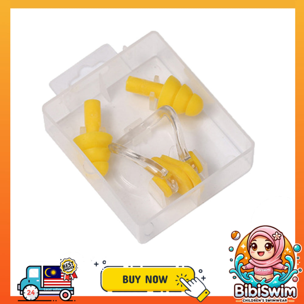 BIBISWIM Silicone Ear Plugs & Nose Clip for Swimming, Diving & Surfing