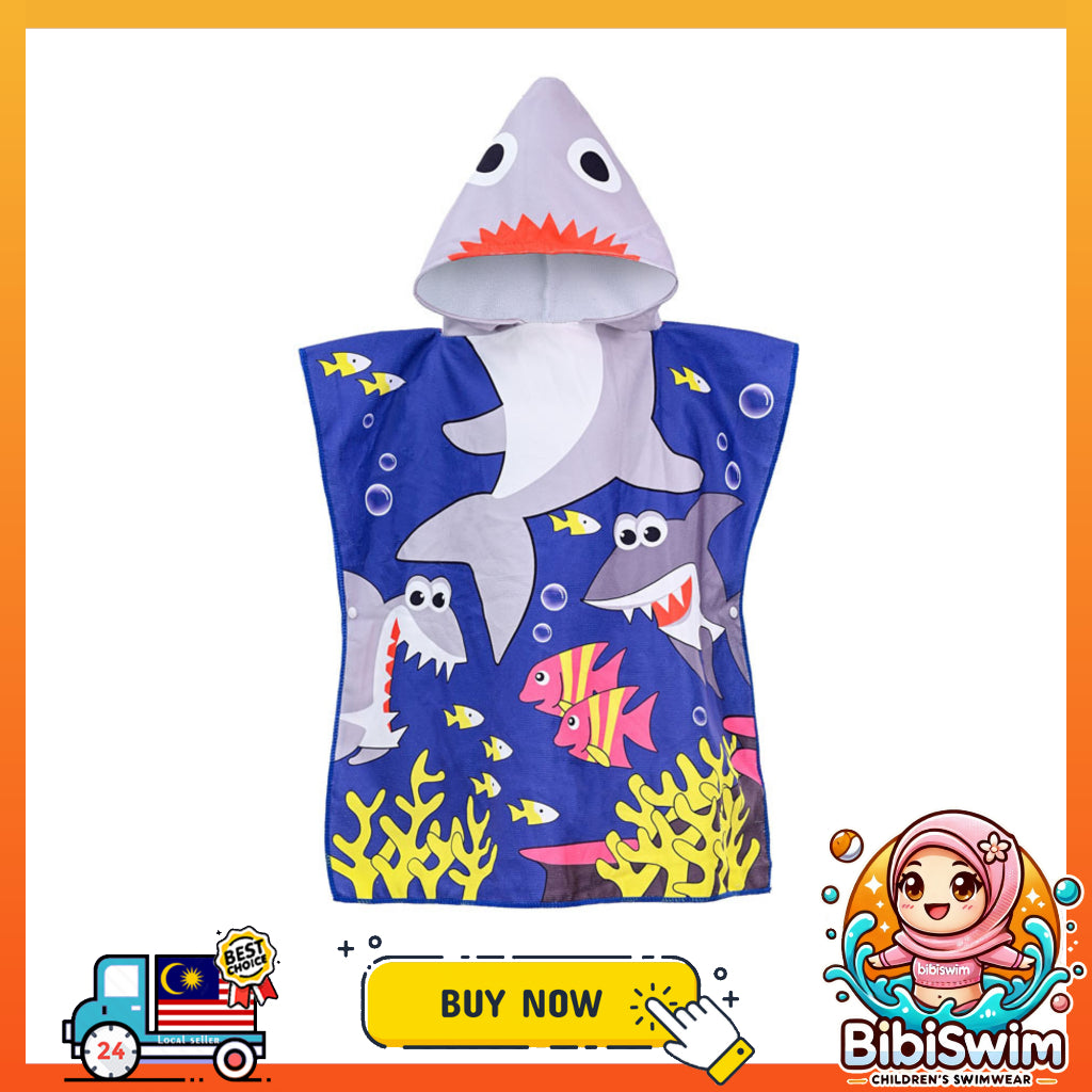 BIBISWIM Kids Hooded Bath Towel | Baby Bathrobe & Beach Towel