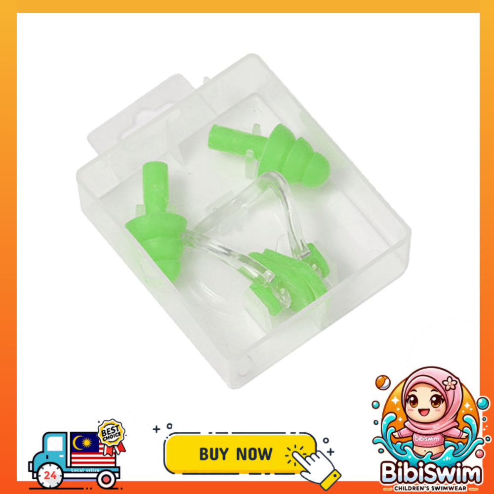 BIBISWIM Silicone Ear Plugs & Nose Clip for Swimming, Diving & Surfing
