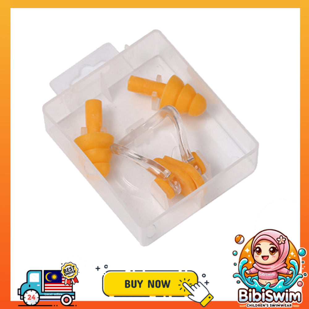 BIBISWIM Silicone Ear Plugs & Nose Clip for Swimming, Diving & Surfing