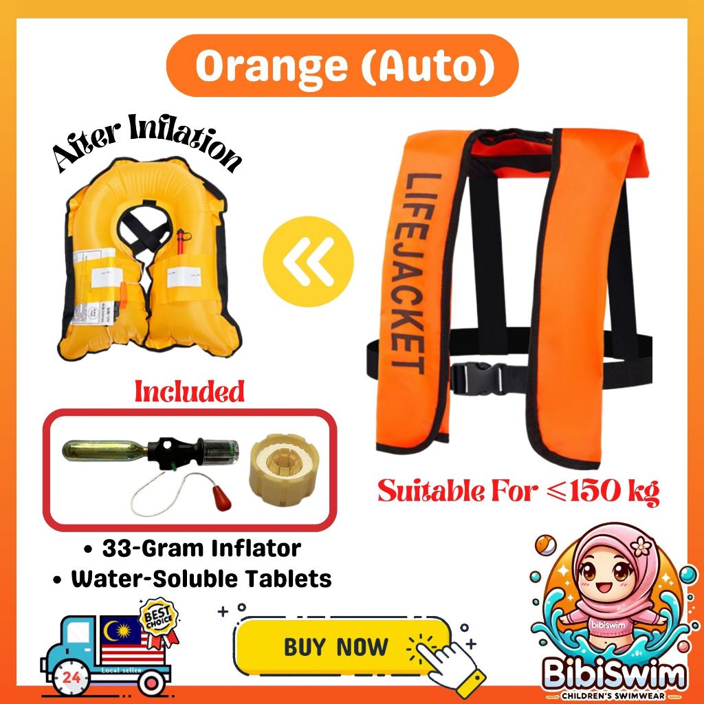 BIBISWIM Automatic Inflatable Life Jacket Belt for Adults | Swimming & Boating