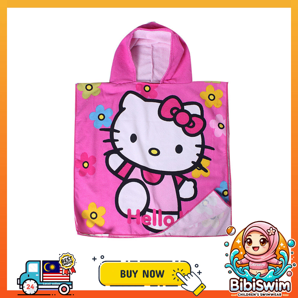 BIBISWIM Kids Hooded Bath Towel | Baby Bathrobe & Beach Towel