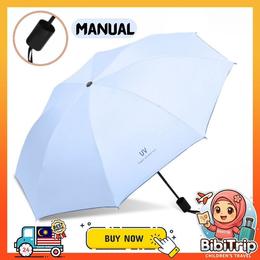 BIBISWIM Automatic Folding UV Umbrella with Black Coating | Windproof