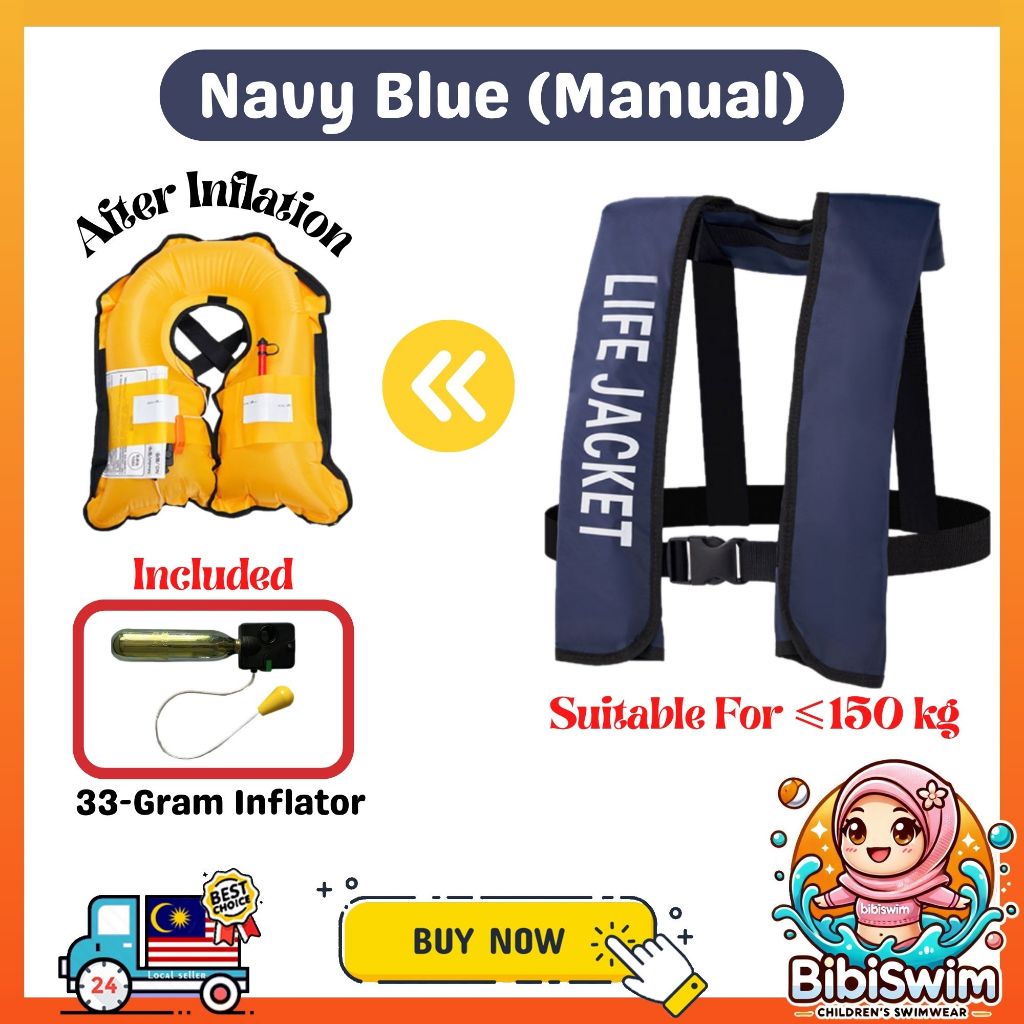 BIBISWIM Inflatable Life Jacket for Adults | Swimming, Fishing & Water Sports