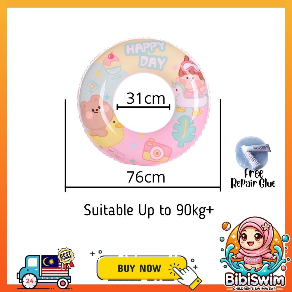 BIBISWIM Donut Swim Ring | Inflatable Pool Float for Kids & Adults