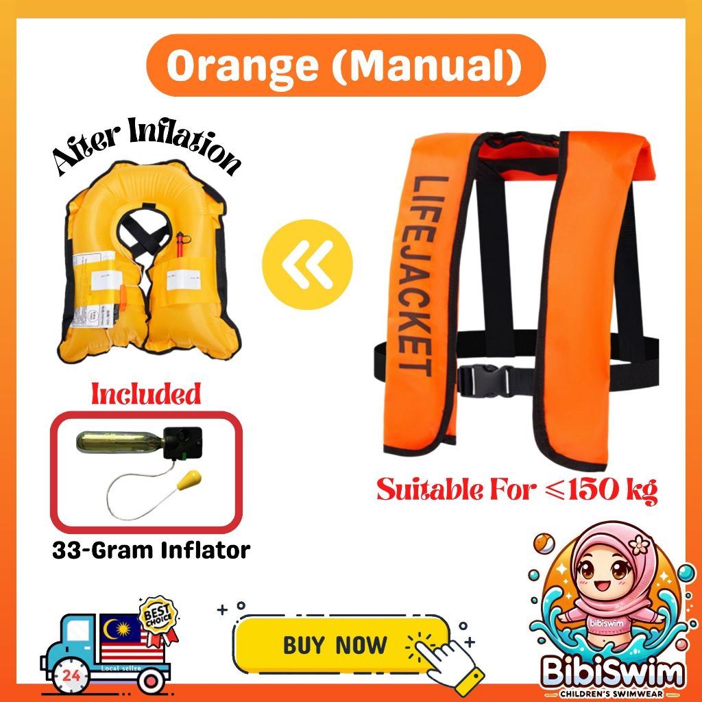 BIBISWIM Automatic Inflatable Life Jacket Belt for Adults | Swimming & Boating