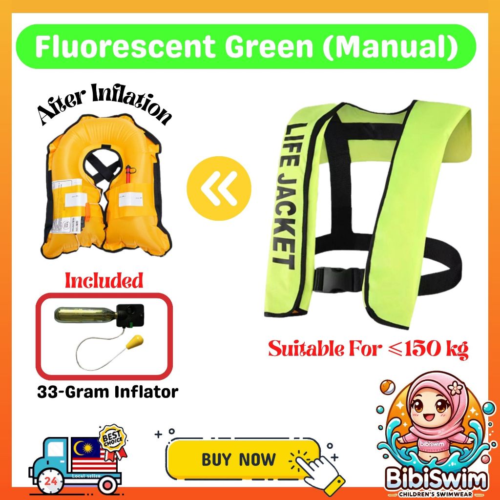 BIBISWIM Inflatable Life Jacket for Adults | Swimming, Fishing & Water Sports