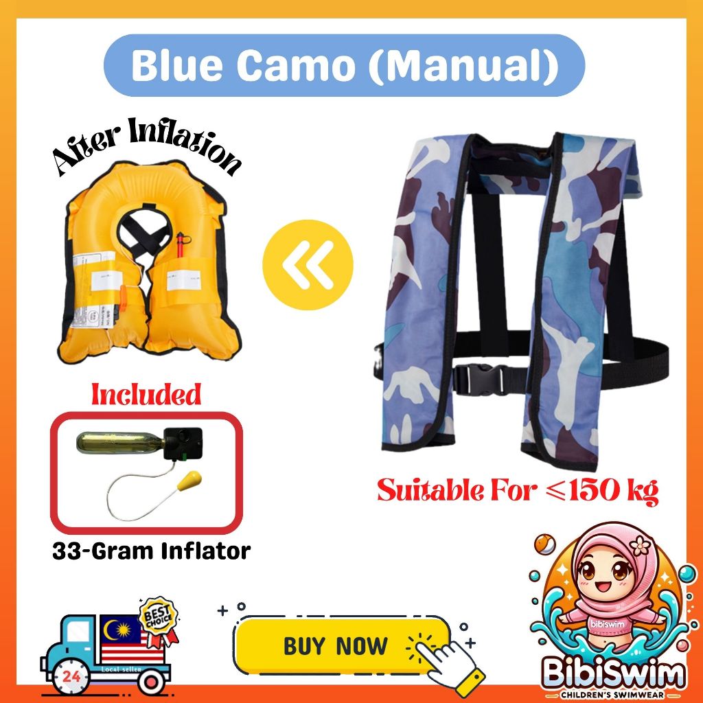 BIBISWIM Automatic Inflatable Life Jacket Belt for Adults | Swimming & Boating