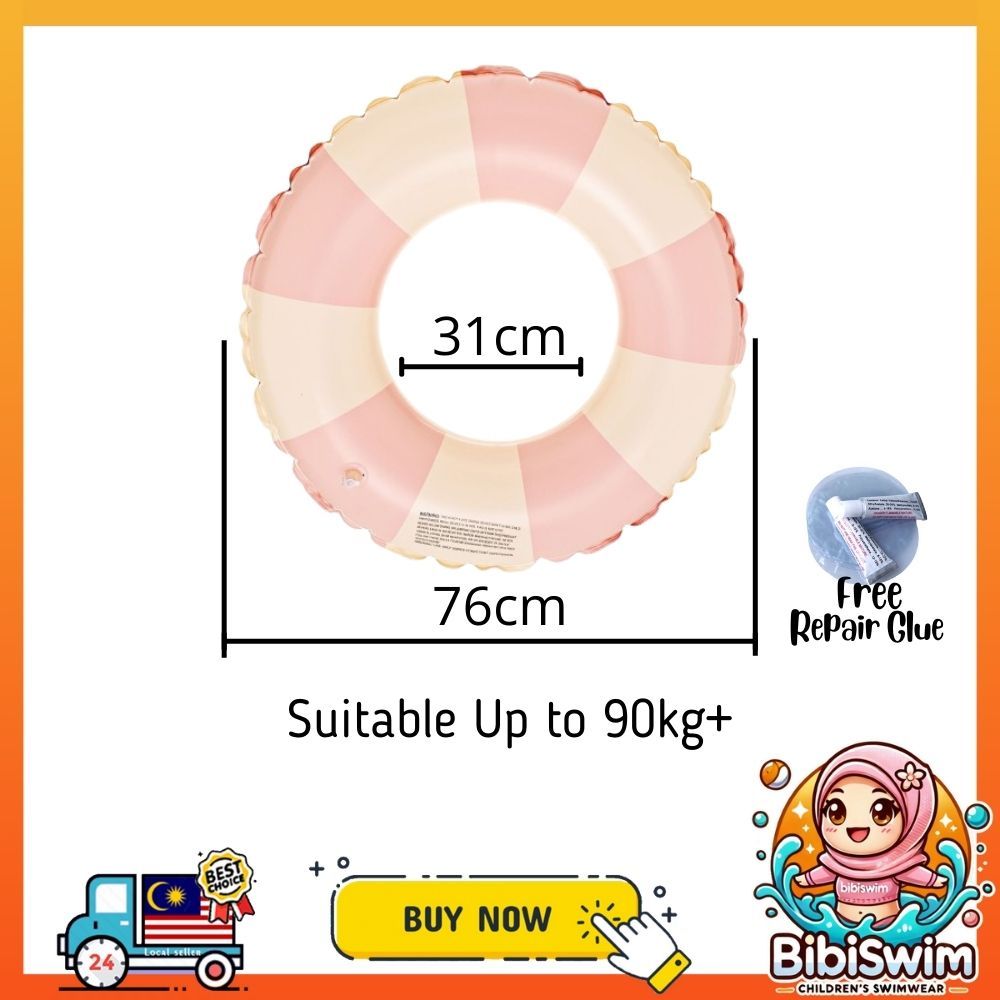 BIBISWIM Donut Swim Ring | Inflatable Pool Float for Kids & Adults