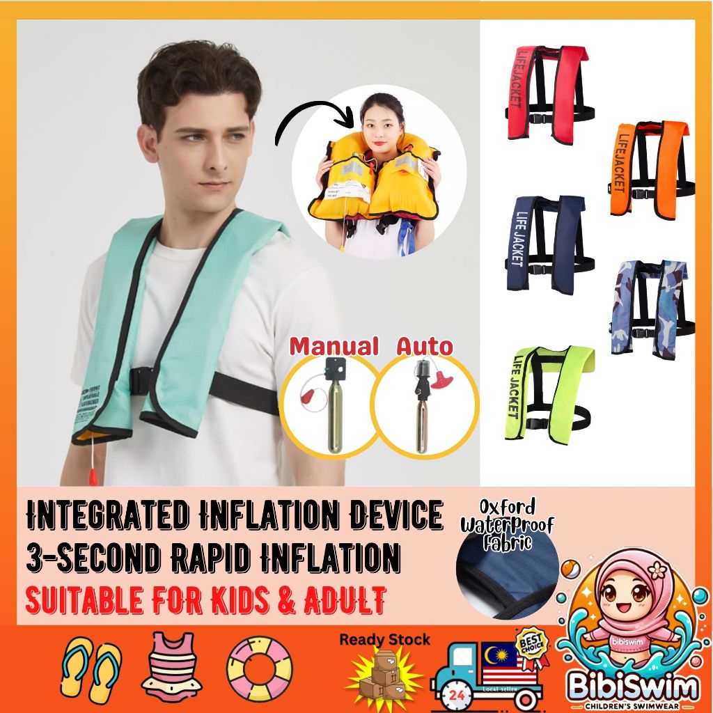 BIBISWIM Inflatable Life Jacket for Adults | Swimming, Fishing & Water Sports