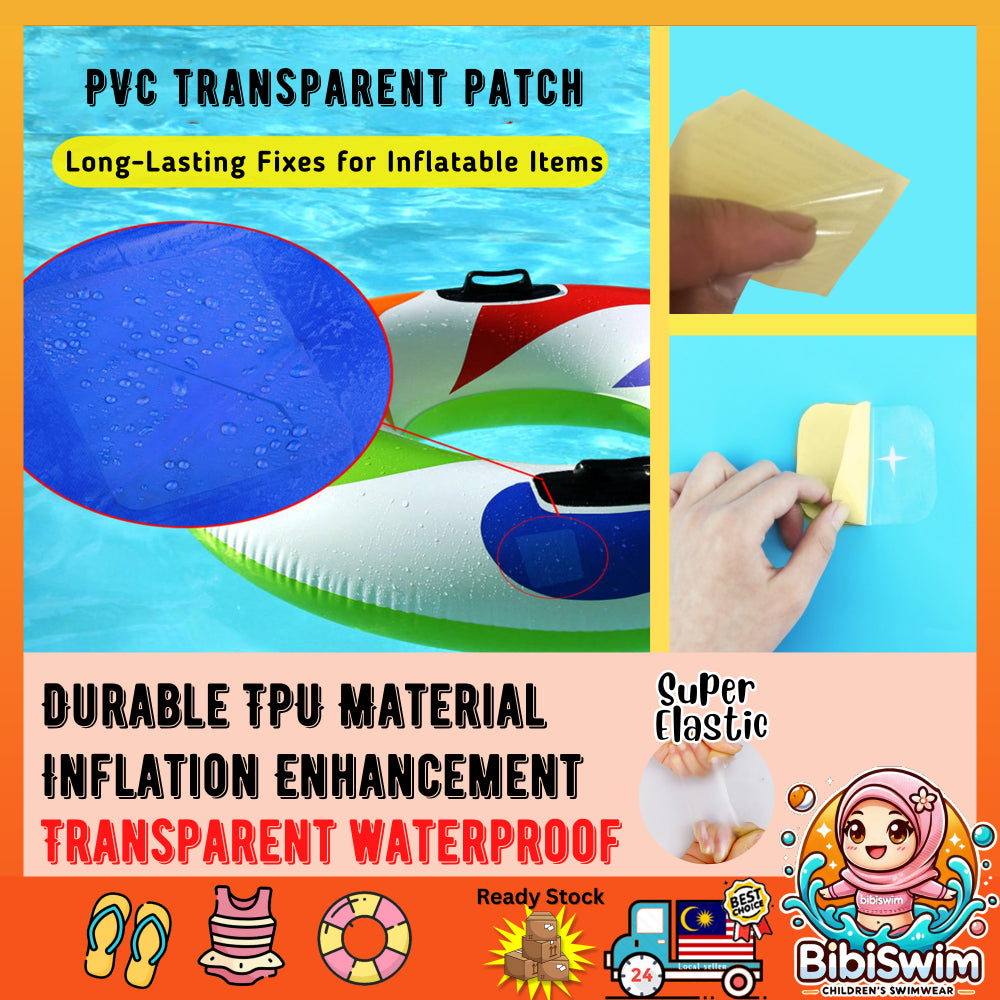 BIBISWIM Transparent PVC Repair Patch Kit for Inflatable Pool & Toys
