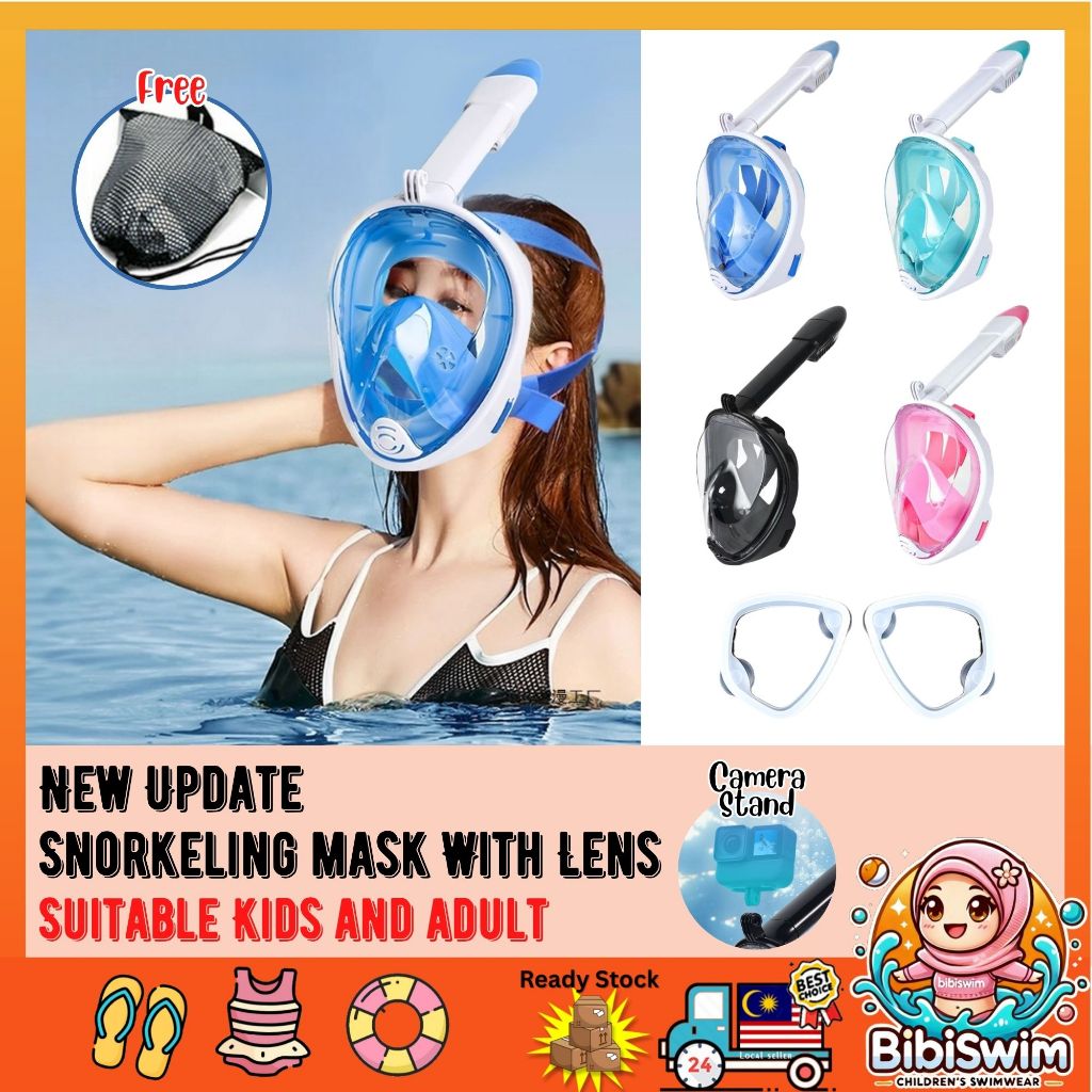 BIBISWIM Full Face Snorkel Mask | Adult & Kids Diving Swimming Mask