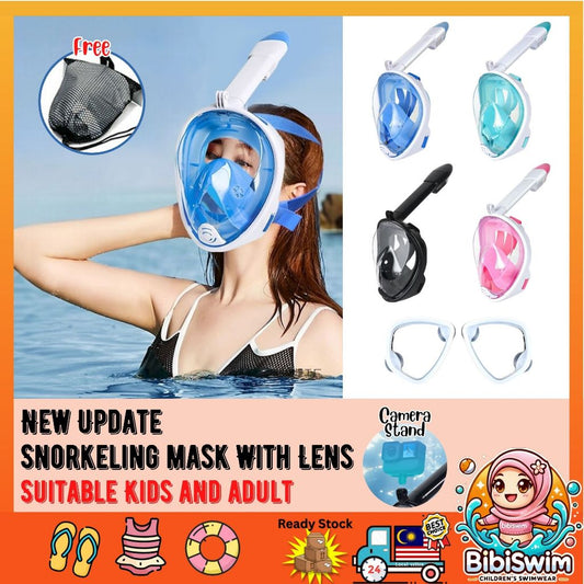 BIBISWIM Full Face Snorkel Mask | Adult & Kids Diving Swimming Mask