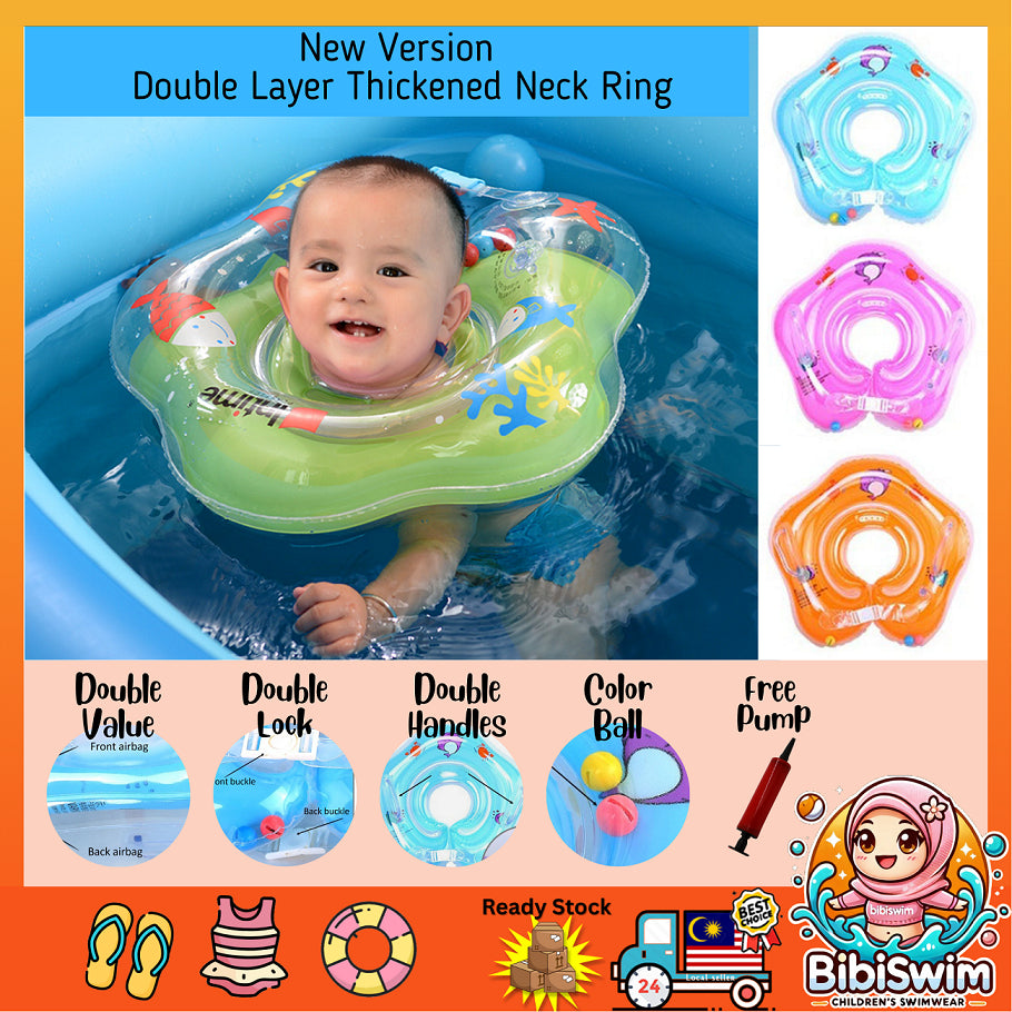 BIBISWIM Inflatable Baby Neck Float | Newborn Infant Swimming Safety Ring
