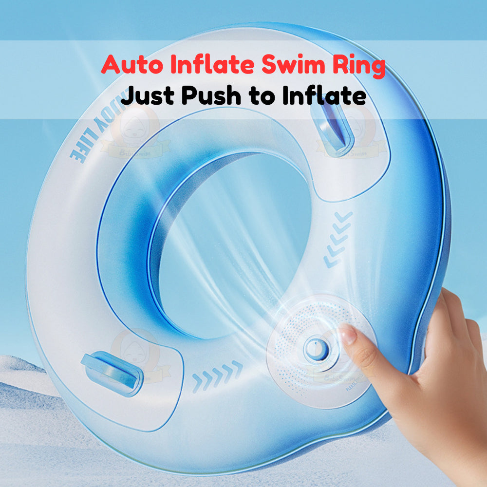BIBISWIM Self-Inflating Swim Ring | Inflatable Pool Float for Kids & Adults