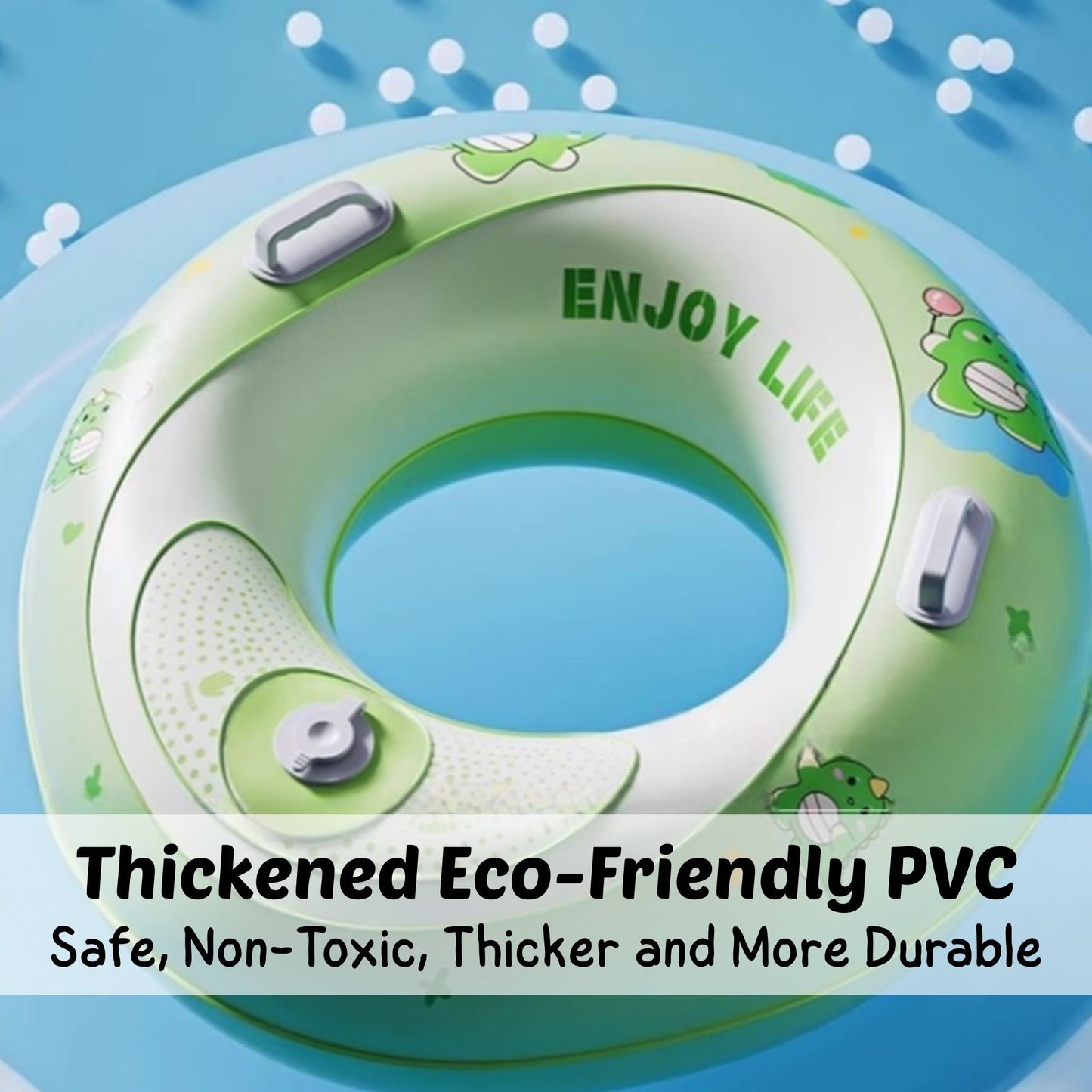 BIBISWIM Self-Inflating Swim Ring Inflatable Pool Float Baby Kids Adults Water Swimming Float Ring