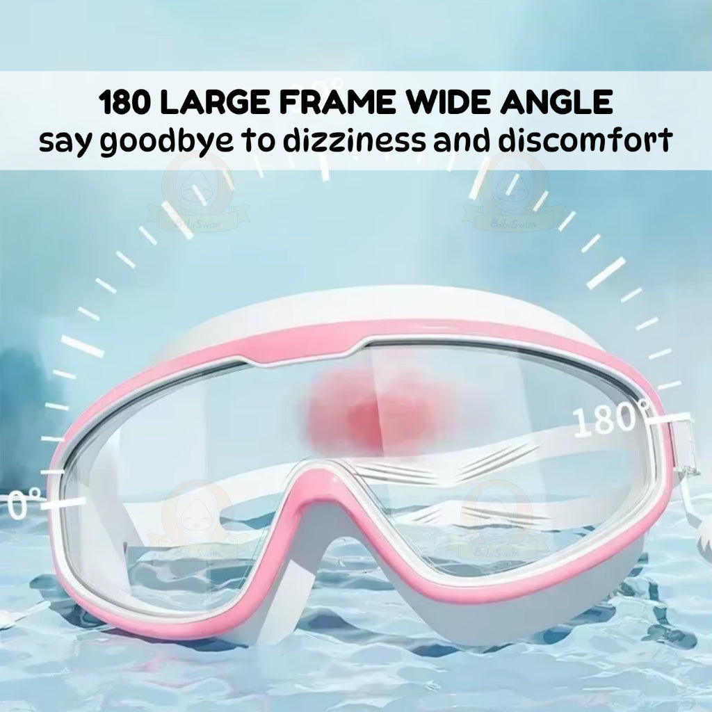 BIBISWIM Adult Swimming Goggles | Big-Frame Waterproof with Earplugs