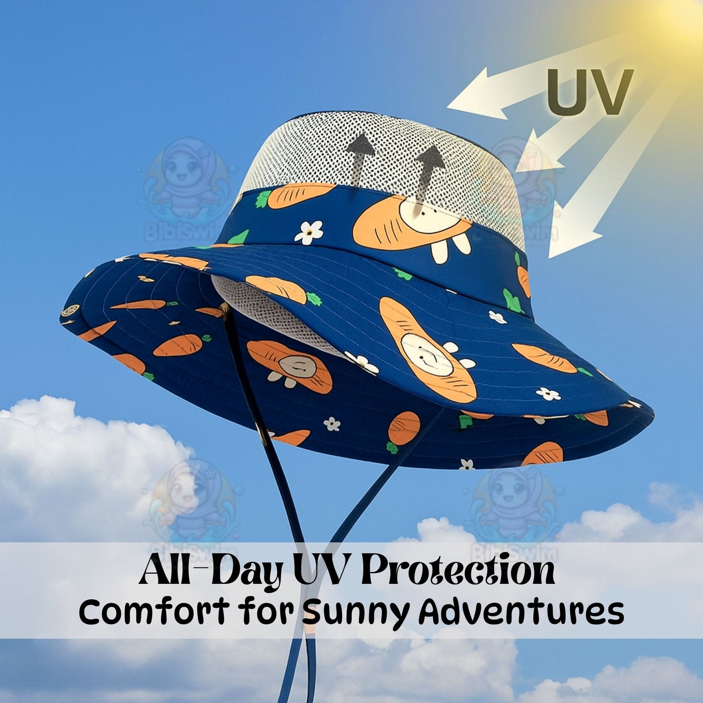 BIBISWIM Baby Bucket Hat Kids Sun Hat Boys Girls Outdoor Hat Sun Protection Cap Fisherman Beach Hat