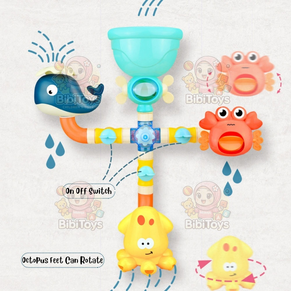 BIBISWIM Baby Bath Toys Water Play Pipes for Kids | Mainan Baby Mandi