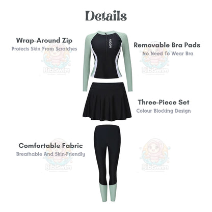 BIBISWIM Women Long Sleeve Swimsuit Skirt | Surf & Snorkeling Swimwear