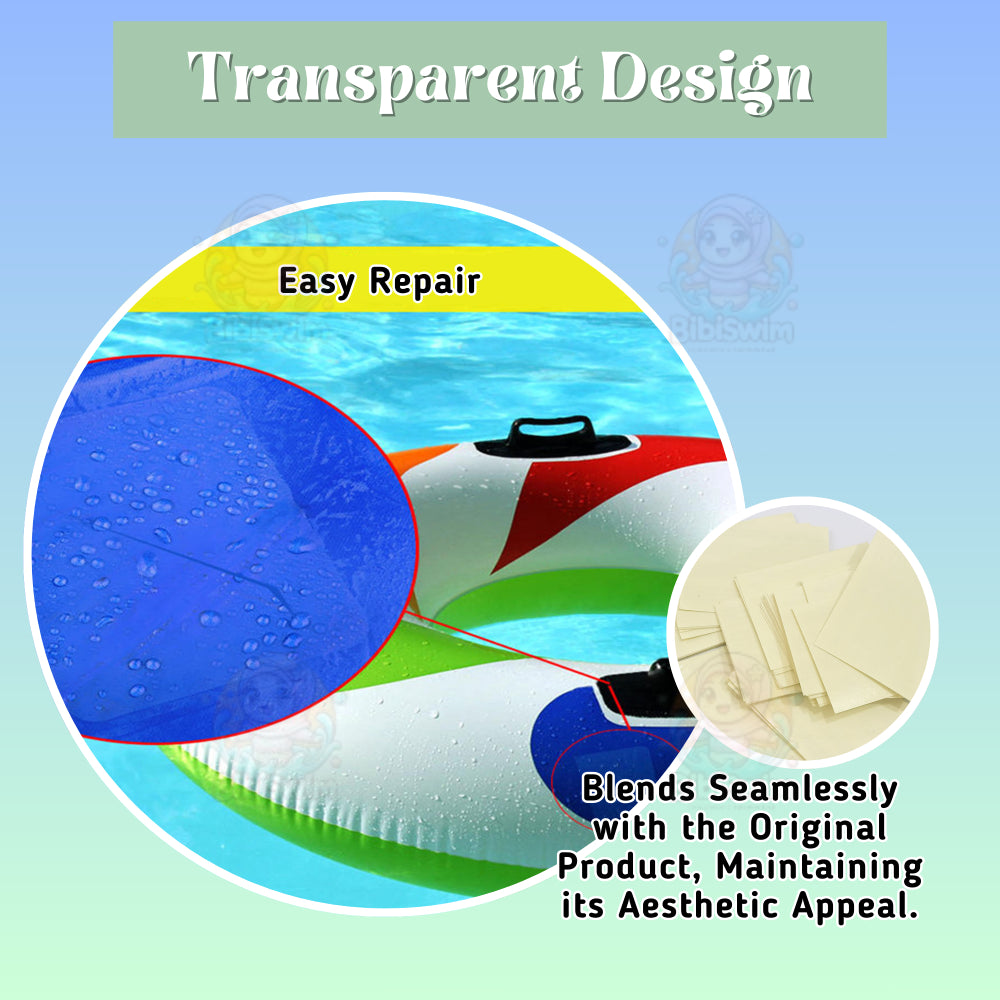 BIBISWIM Transparent PVC Repair Patch Kit for Inflatable Pool & Toys