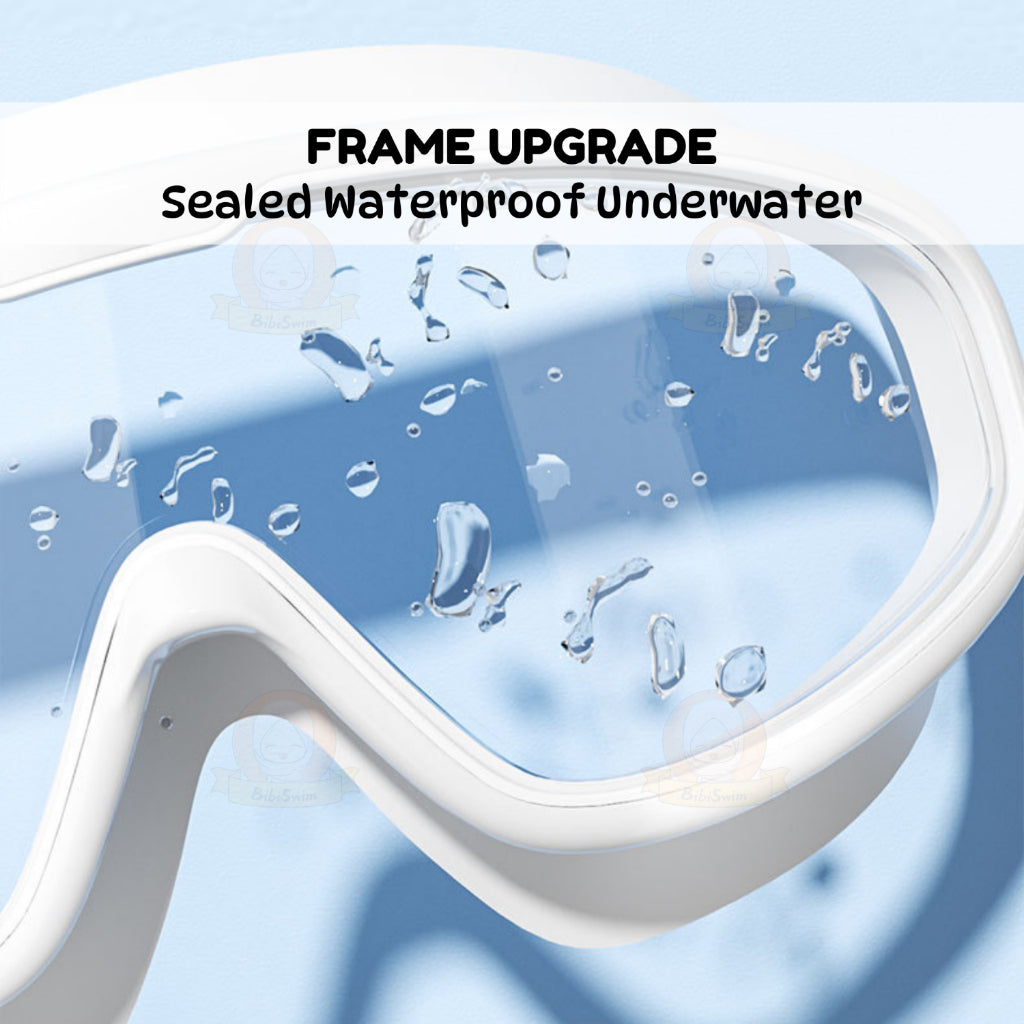 BIBISWIM Adult Swimming Goggles | Big-Frame Waterproof with Earplugs